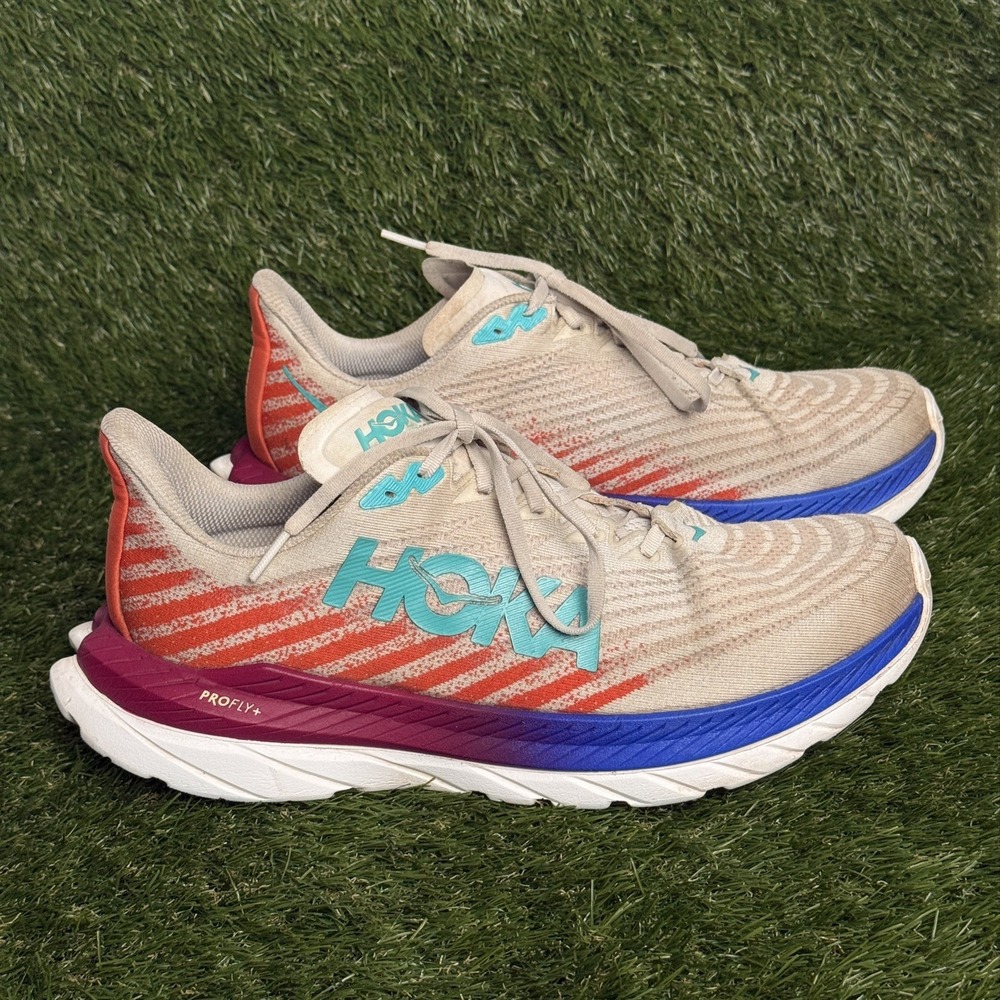 Hoka Mach 5 Mens Size 11 D White Orange Blue Lightweight Running Shoes Sneakers